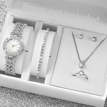 6PCS/Set Fashion Rhinestone Women Watches Female Steel Band Bracelet Quartz Watches Jewelry Set（Without Box） - Limited time Finds