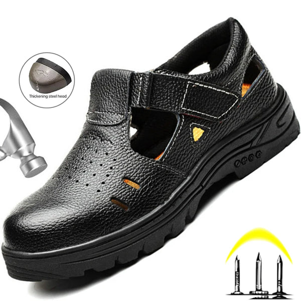 Summer Work Shoes Men Safety Shoes Male Anti - Smash Men Work Sandals Sneakers Indestructible Shoes Breathable Safety Work Boots - Limited time Finds