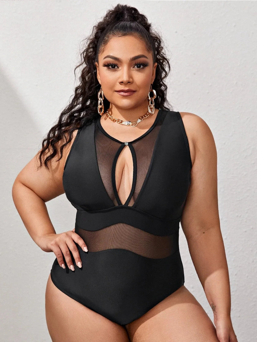 2022 Black Push Up Swimsuit One Piece Large Size Swimwear Women One-piece Suits Beachwear Summer Mesh Bathing Suit Female 4XL - Limited time Finds