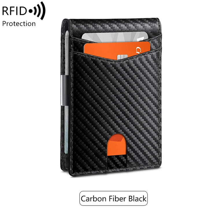 Minimalist men's RFID blocking multi - functional ultra - thin 12 - card wallet, front pocket bi - fold solid color portable card holder - Limited time Finds