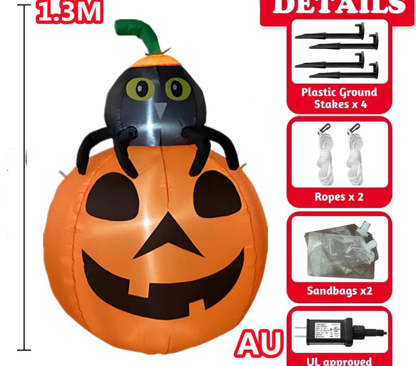 Large Halloween Inflatable Cat & Pumpkin with LED Lights - Limited time Finds