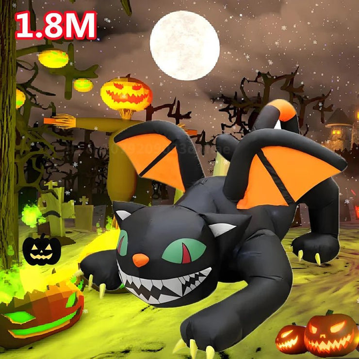 Large Halloween Inflatable Cat & Pumpkin with LED Lights - Limited time Finds