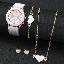 4PCS/Set Geneva Watch Fashion Silicone Band Women Watches Heart Jewelry Set ( Without Box) - Limited time Finds