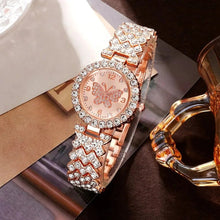 6 Piece Jewelry Set Rose Gold Luxury Watches Women Rings Necklace Earrings Rhinestone Fashion Watches Casual Women Watches - Limited time Finds