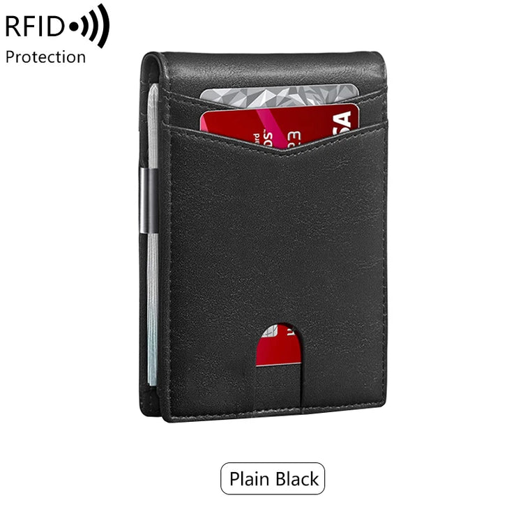 Minimalist men's RFID blocking multi - functional ultra - thin 12 - card wallet, front pocket bi - fold solid color portable card holder - Limited time Finds