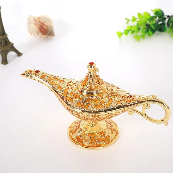 Large size Colorful Metal Genie Magic Lamp Retro Wishing Oil Lamp Pot Incense Burner Home Decor Collection Souvenir home decore - Limited time Finds