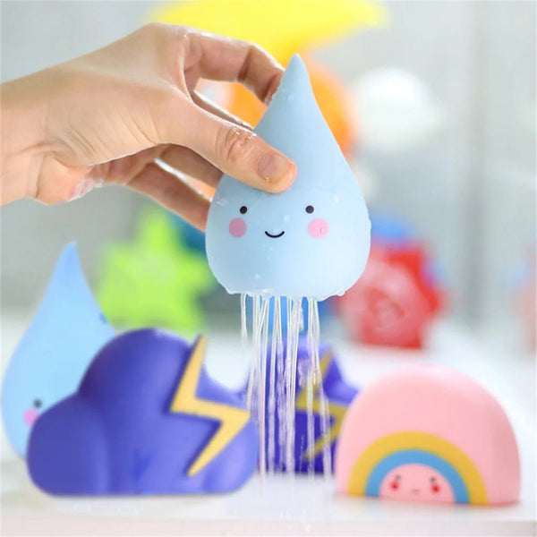 Cute Weather Toys Baby Bath Shower Toys Swimming Pool Toys Water Spraying Clouds Raindrops Rainbow Kids Bathroom Toys Children - Limited time Finds