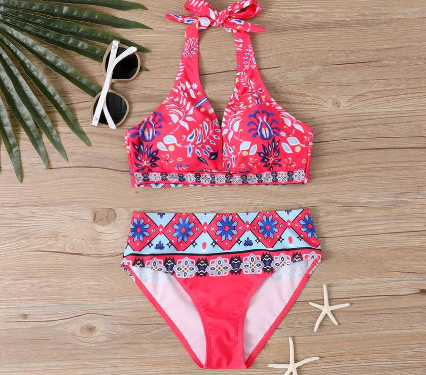 Women Summer Swimsuit Two Piece Set Beachwear Swim Suit Female Sexy Vintage Bathing Suit Bikini New Design Printing Swimwear - Limited time Finds