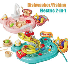 Children Puzzle Pretend Play Toys Dishwashing Basin Toys Gift Kitchen Interactive Toys 2 - in - 1 Slide Fishing Montessori Toys - Limited time Finds