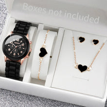 4PCS/Set Geneva Watch Fashion Silicone Band Women Watches Heart Jewelry Set ( Without Box) - Limited time Finds