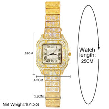 Hip Hop Iced Out Square Sparkling Quartz Watches Men Women Bling Full Rhinestone Fashion Rapper Watches High Quality Jewelry - Limited time Finds