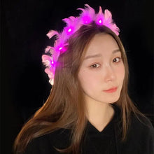 LED Feather Wreath Crown Headband Light Up Feather Headband Luminous Headdress Perfect for Parties & Festivals - Limited time Finds