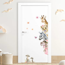 Cartoon Cute Watercolour Animals Door Stickers Decoration for Bedroom Wall Sticker Living Room Wall Art Home Decore Kids Room - Limited time Finds