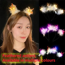 LED Feather Wreath Crown Headband Light Up Feather Headband Luminous Headdress Perfect for Parties & Festivals - Limited time Finds