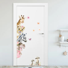 Cartoon Cute Watercolour Animals Door Stickers Decoration for Bedroom Wall Sticker Living Room Wall Art Home Decore Kids Room - Limited time Finds