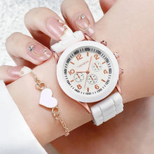 4PCS/Set Geneva Watch Fashion Silicone Band Women Watches Heart Jewelry Set ( Without Box) - Limited time Finds