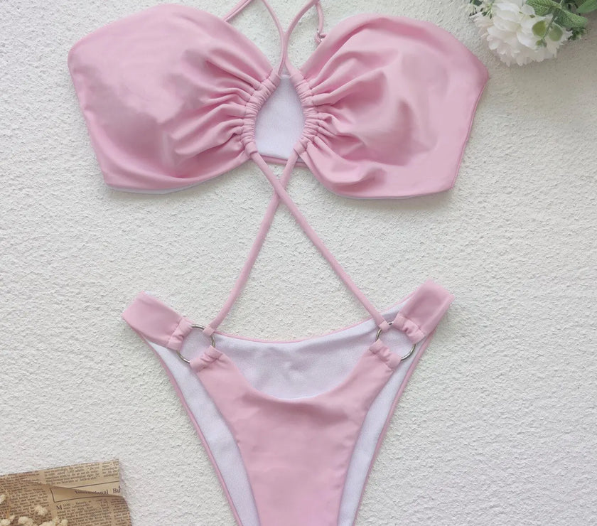 Sexy Cross Halter One Piece Swimsuit - Limited time Finds