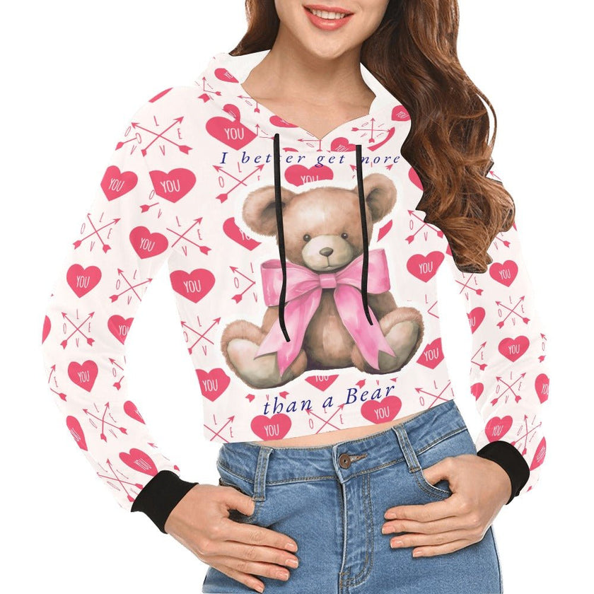 Women's All Over Print Cropped Hoodie VBear - Limited time Finds