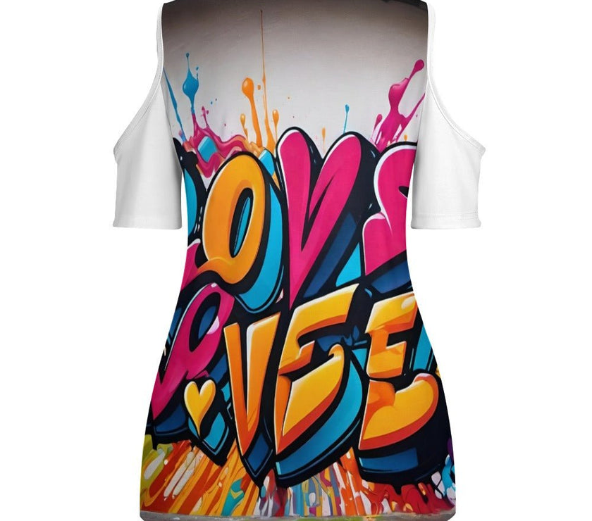 ACT off shoulder U-neck short sleeve top "Love" - Limited time Finds