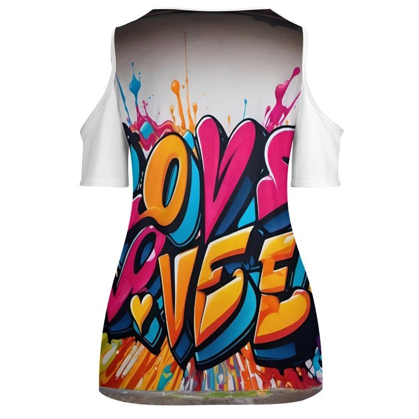 ACT off shoulder U-neck short sleeve top "Love" - Limited time Finds