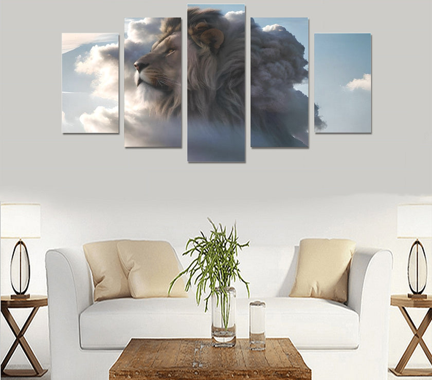 Lion Canvas Wall Art Prints (No Frame) 5-Pieces/Set A