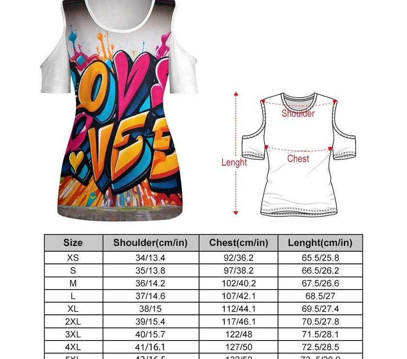 ACT off shoulder U-neck short sleeve top "Love" - Limited time Finds