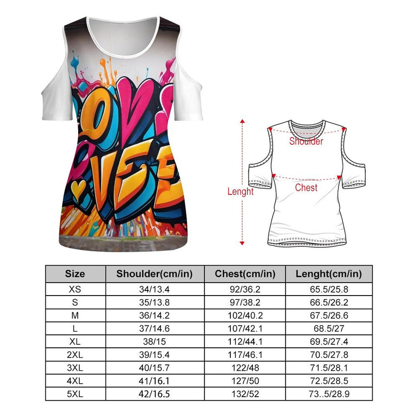 ACT off shoulder U-neck short sleeve top "Love" - Limited time Finds