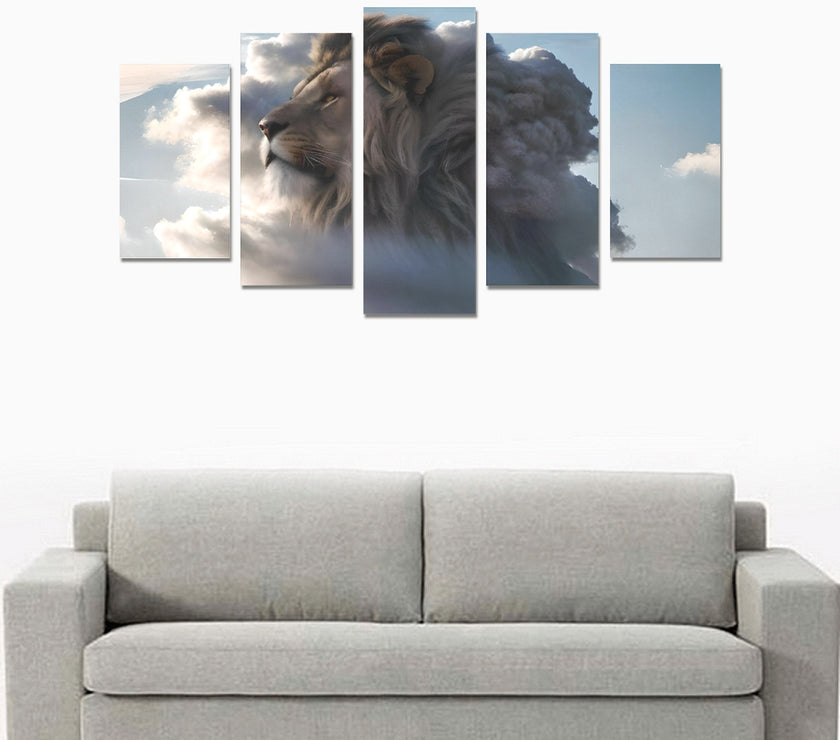 Lion Canvas Wall Art Prints (No Frame) 5-Pieces/Set A