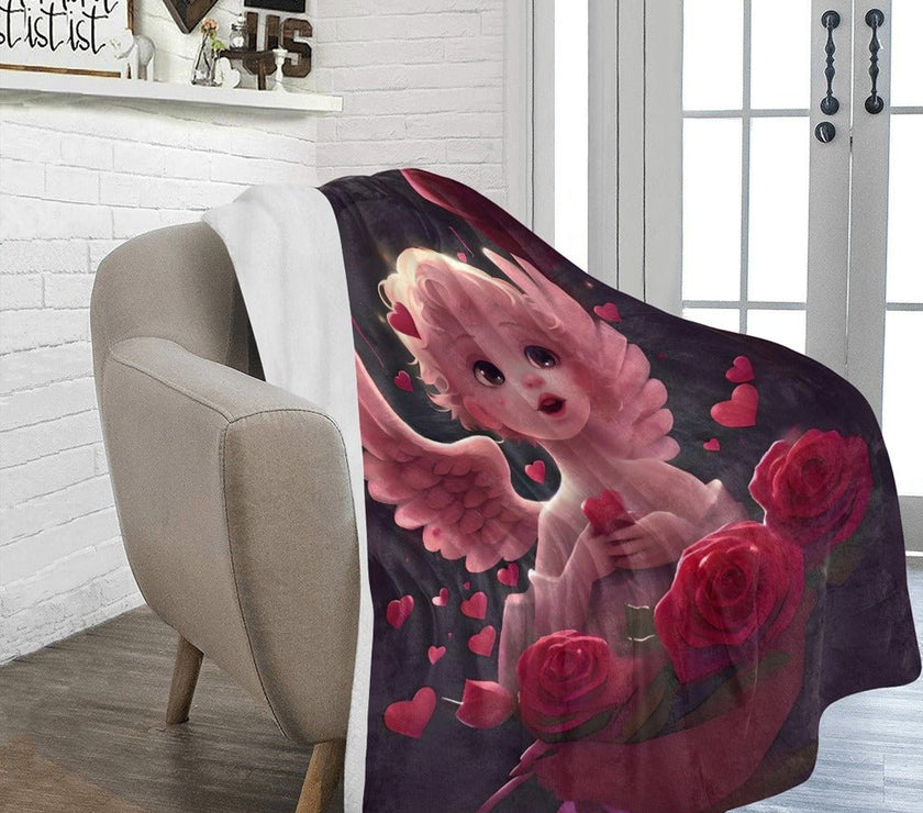 Ultra-Soft Micro Fleece Blanket 60" X 80" Cupid theme (Made In USA) - Limited time Finds