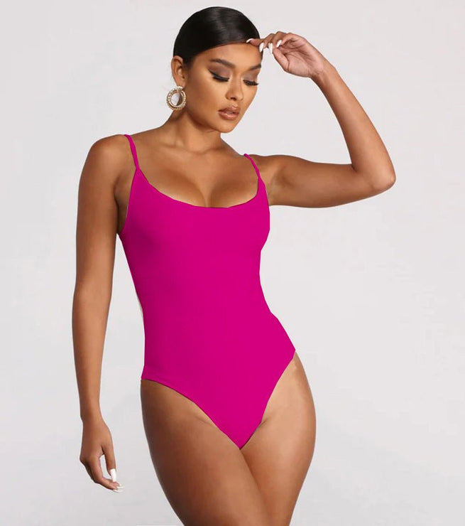 Summer Bikini Backless String Large Size Sexy Solid Color Triangle One-piece Swimsuit Womens Clothing - Limited time Finds