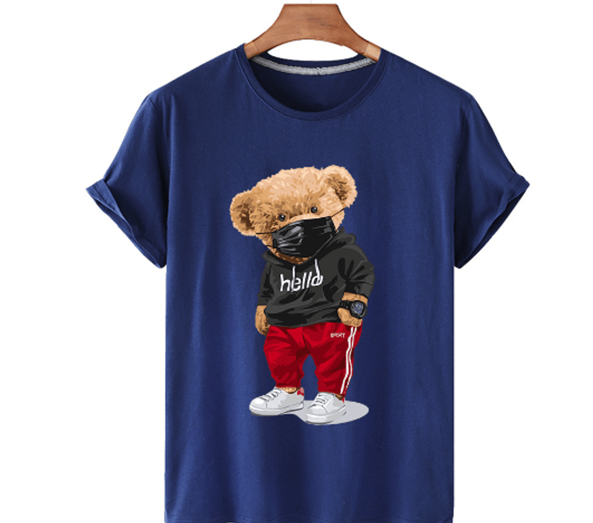 Bear Print Men's Cotton T Shirt - Limited time Finds