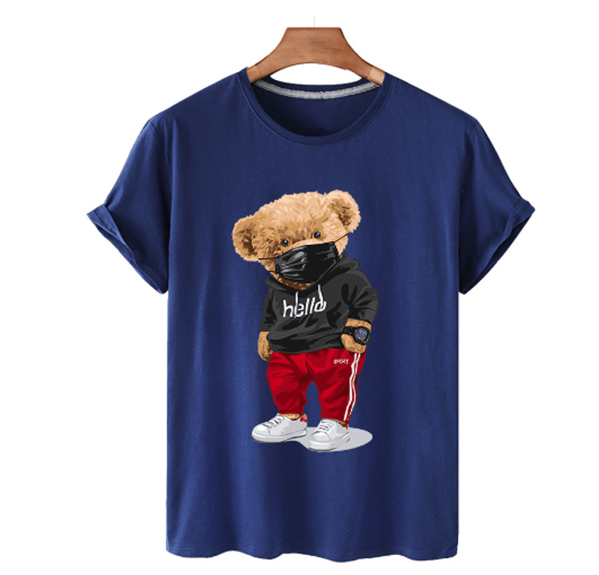 Bear Print Men's Cotton T Shirt - Limited time Finds