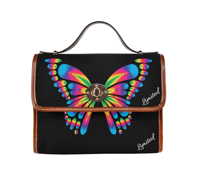 Waterproof Canvas Bag-Brown W/Butterfly - Limited time Finds