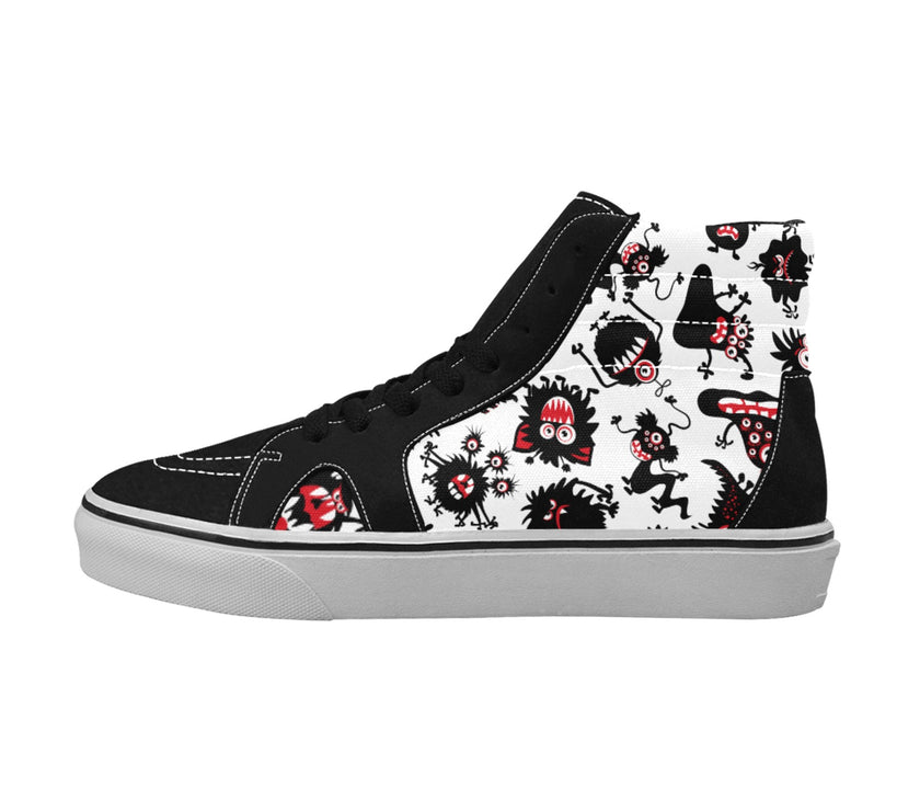 Women's Monster Print High Top Canvas Shoes - Limited time Finds