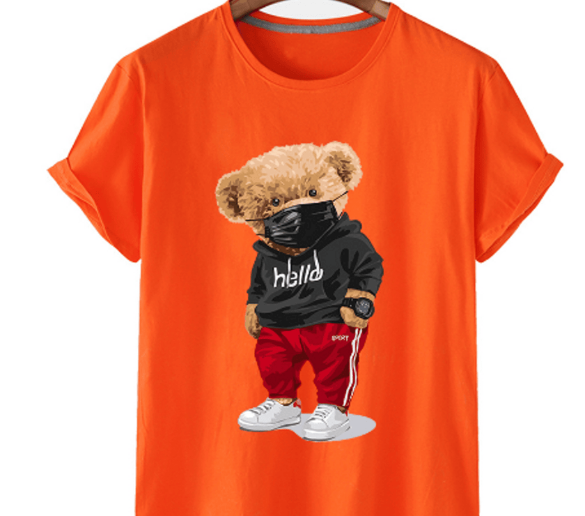 Bear Print Men's Cotton T Shirt - Limited time Finds