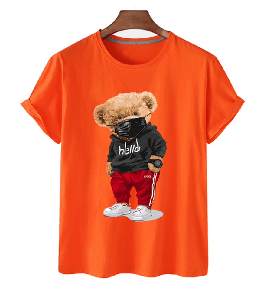 Bear Print Men's Cotton T Shirt - Limited time Finds