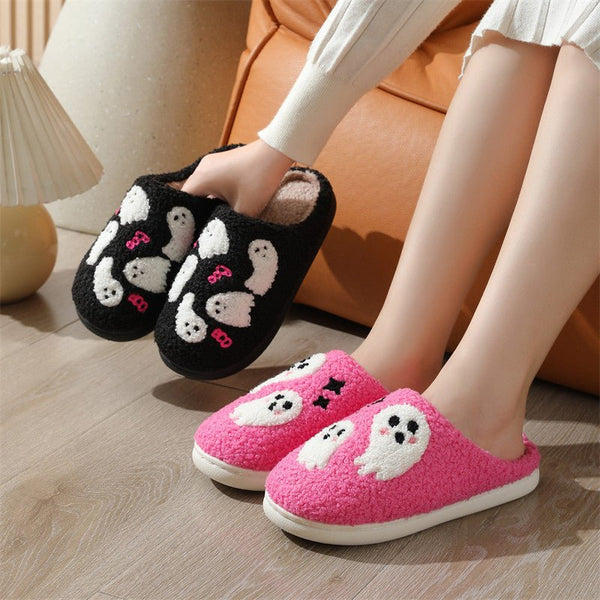 Halloween Cartoon Ghost Cotton Slippers For Women Indoor Non - slip Bedroom Floor Slipper Winter House Shoes - Limited time Finds