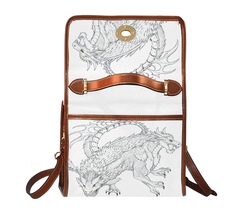 Waterproof Canvas Bag-Brown Dragon Print