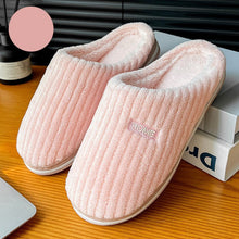 Solid Color Simple Cotton Slippers Winter Non - slip Home Warm Plush Slippers Household Indoor Couple Women's House Shoes - Limited time Finds