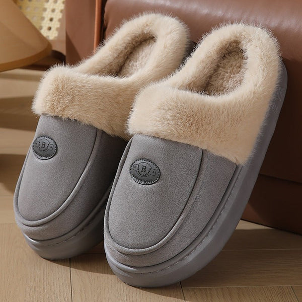 Winter Plush Slippers For Men Casual All - match Warm Suede House Shoes Indoor Non - slip Floor Bedroom Slipper - Limited time Finds