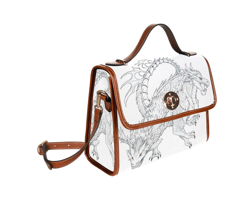 Waterproof Canvas Bag-Brown Dragon Print