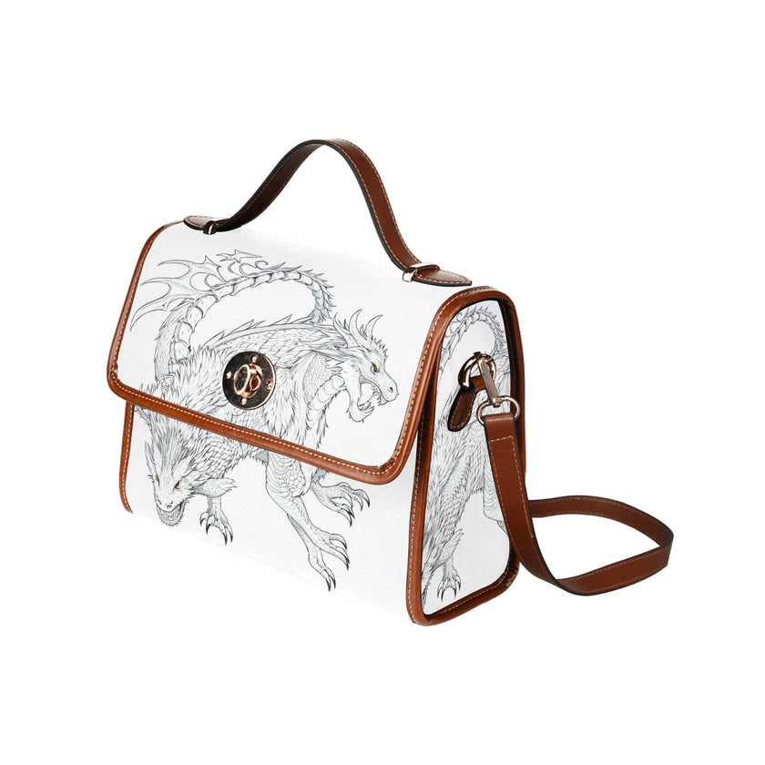 Waterproof Canvas Bag-Brown Dragon Print