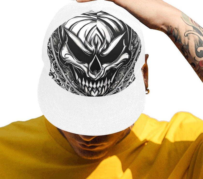 Snapback Hat Black/White Skull Face - Limited time Finds