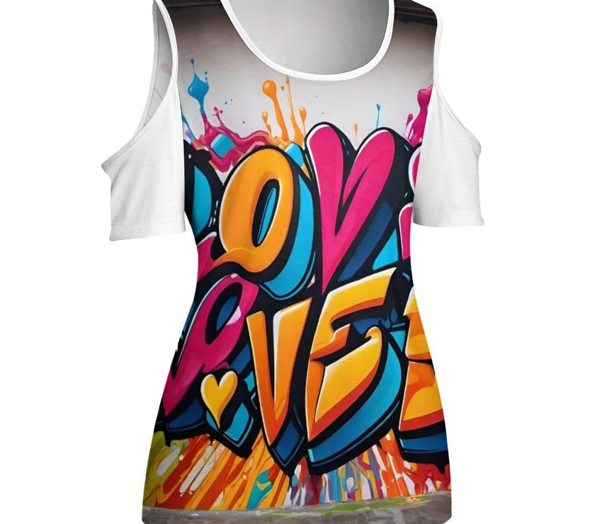 ACT off shoulder U-neck short sleeve top "Love" - Limited time Finds