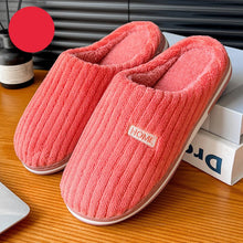 Solid Color Simple Cotton Slippers Winter Non - slip Home Warm Plush Slippers Household Indoor Couple Women's House Shoes - Limited time Finds