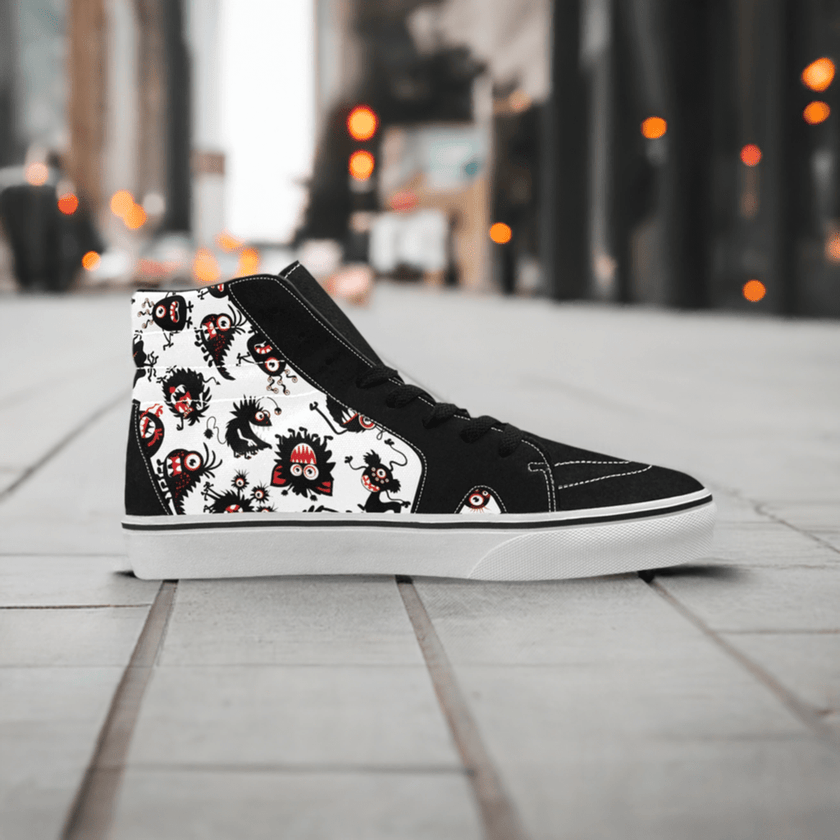 Women's Monster Print High Top Canvas Shoes - Limited time Finds