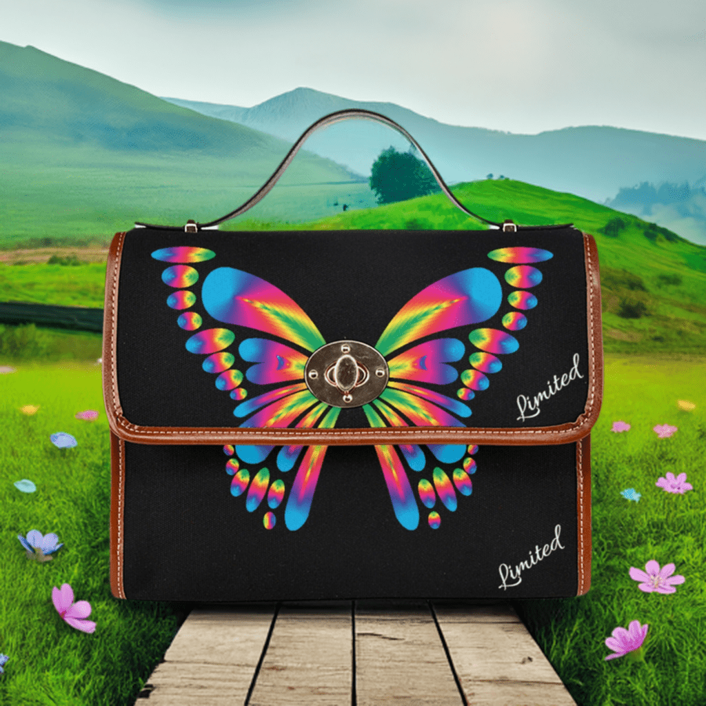 Waterproof Canvas Bag-Brown W/Butterfly - Limited time Finds