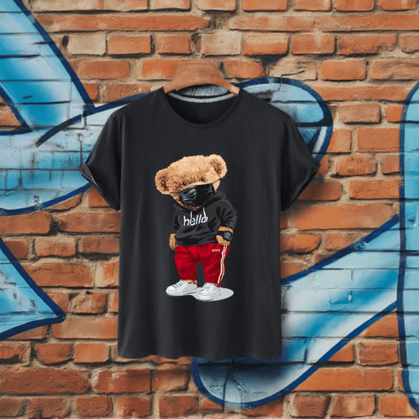 Bear Print Men's Cotton T Shirt - Limited time Finds