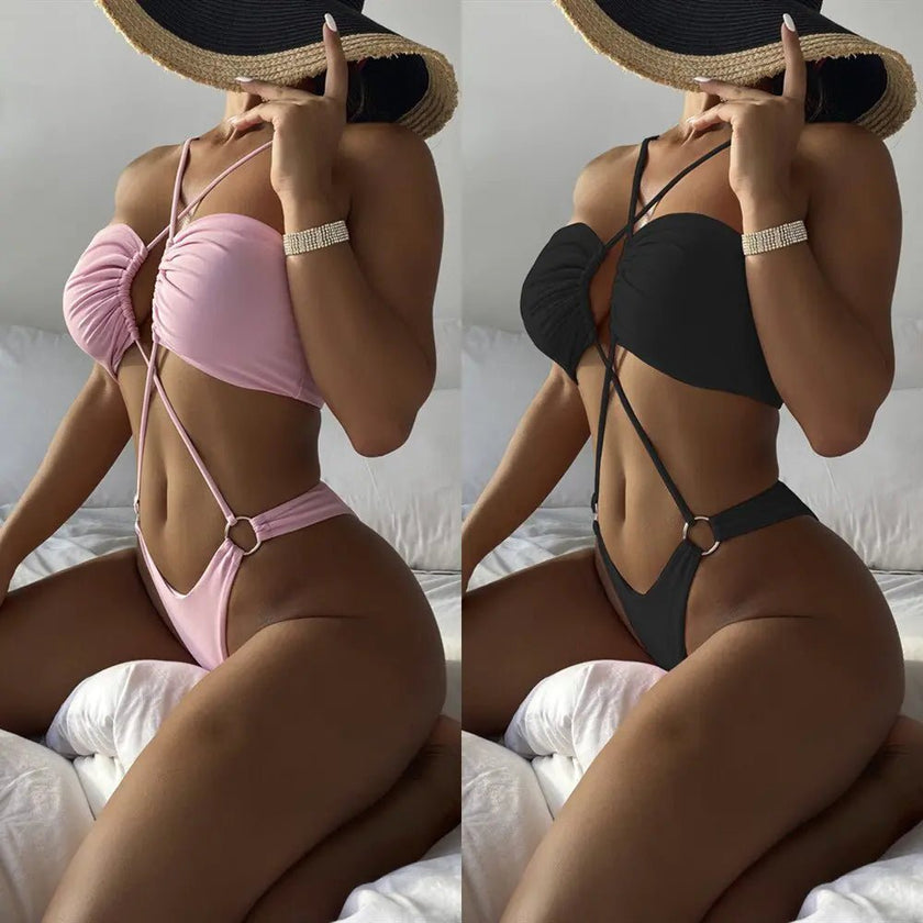 Sexy Cross Halter One Piece Swimsuit - Limited time Finds