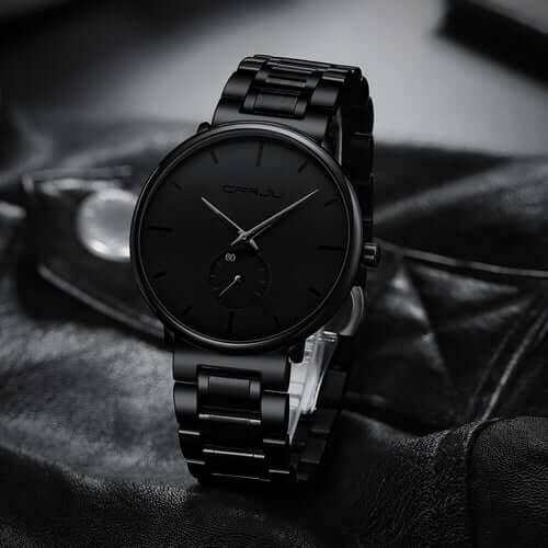 Men's Blacked Out Waterproof Wristwatch